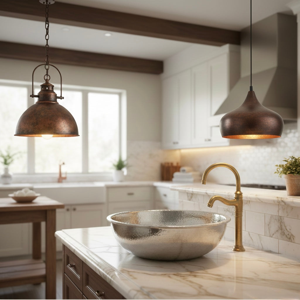 HANDCRAFTED COPPER SINK AND COPPER FAUCET