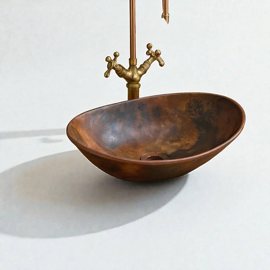 brown copper vessel sink