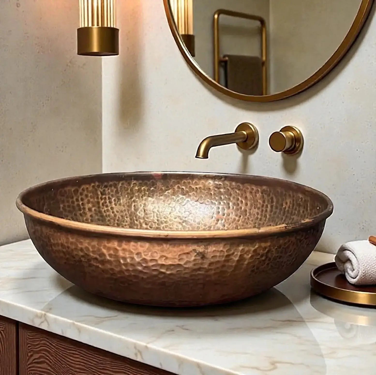 Copper sink with faucet