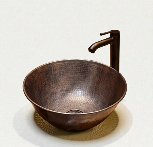 Handmade Rustic Copper Vessel Sink | Farmhouse Bathroom