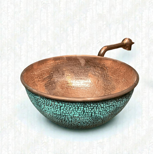 Turquoise Green Patina Copper Vessel Sink